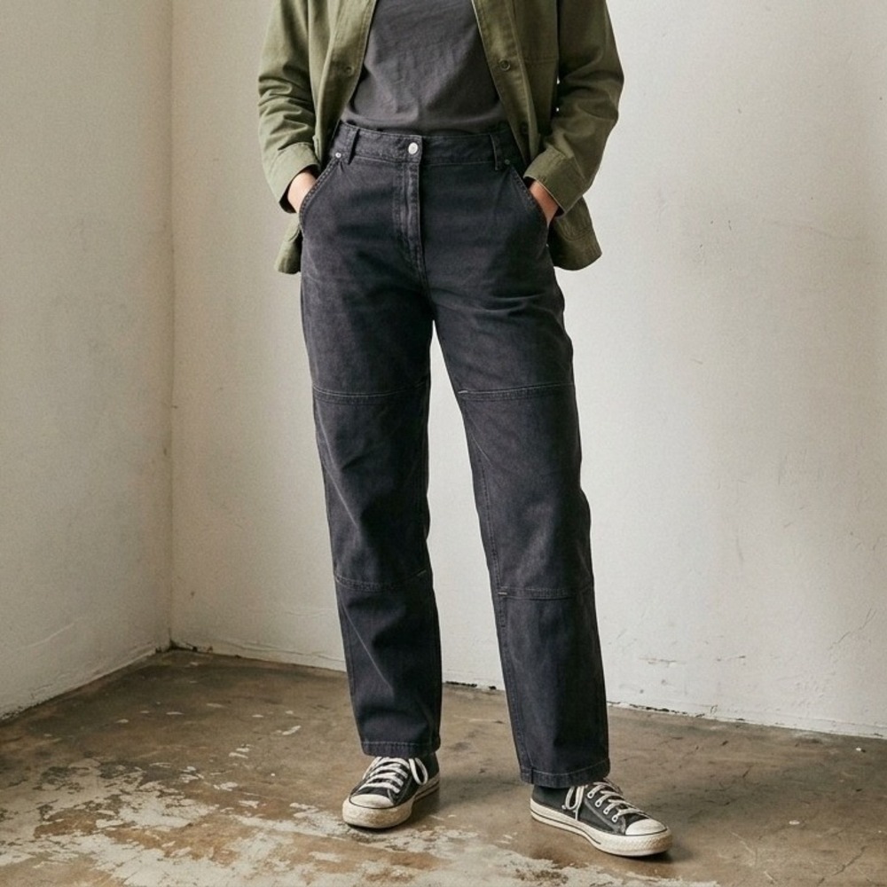 Wildfang The Essential Denim Work Pant Womens Medium Black Double Knee Utility